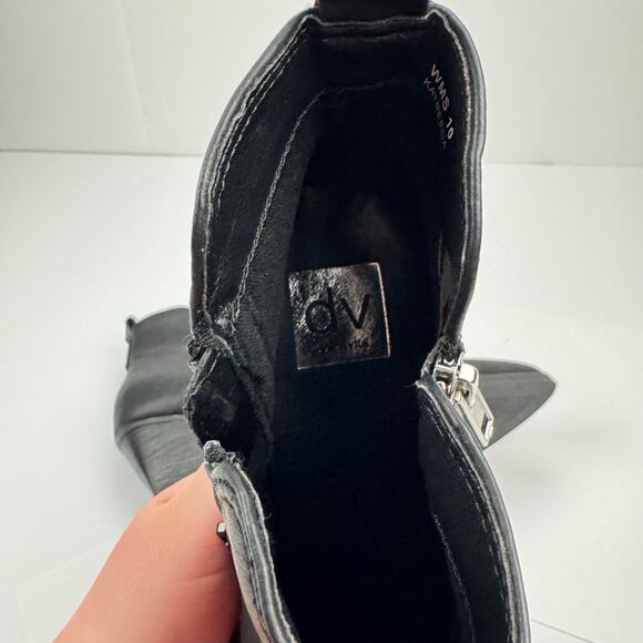 dv dolce vita Black Western Faux Leather Cuban Block Heel Ankle Booties Sz 10 - Picture 10 of 13